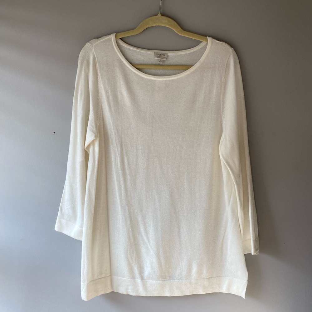 Talbots | Women’s Ivory Knit Long Sleeve Top